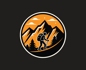 Mountain Hiking Adventure t-shirts Design_Outdoor Exploration Badge_Nature and Wilderness Icon, Vector illustration