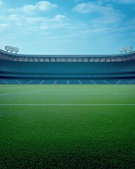 Vibrant green soccer field in a stadium