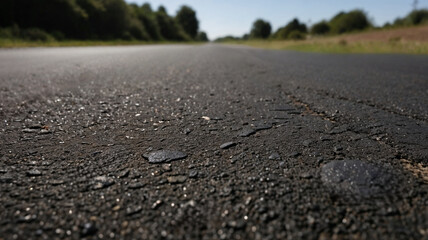 Obraz premium Close-up of detailed asphalt road texture showcasing smooth and rough surfaces, perfect for backgrounds, construction themes, or urban design projects.