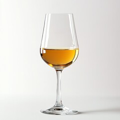 White wine in a tall glass on a white background.