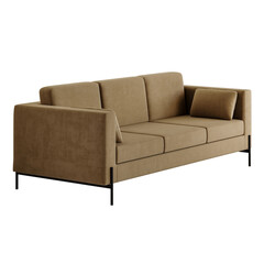 Obraz premium A tan couch with three cushions and a black frame