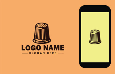 Thimble icon Finger shield Needle guard Needle shield flat logo sign symbol editable vector