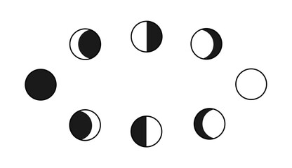phases of the moon. new moon, waning crescent, third  quarter, waning gibbous, full moon, waxing gibbous, first quarter, waxing crescentphases 1 A.eps