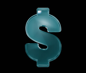 3d glass dispersion blue Dollar sign render