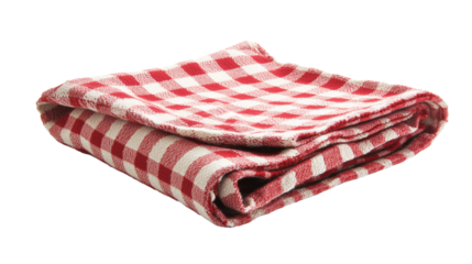 Picnic red white checkered blanket isolated on transparent background