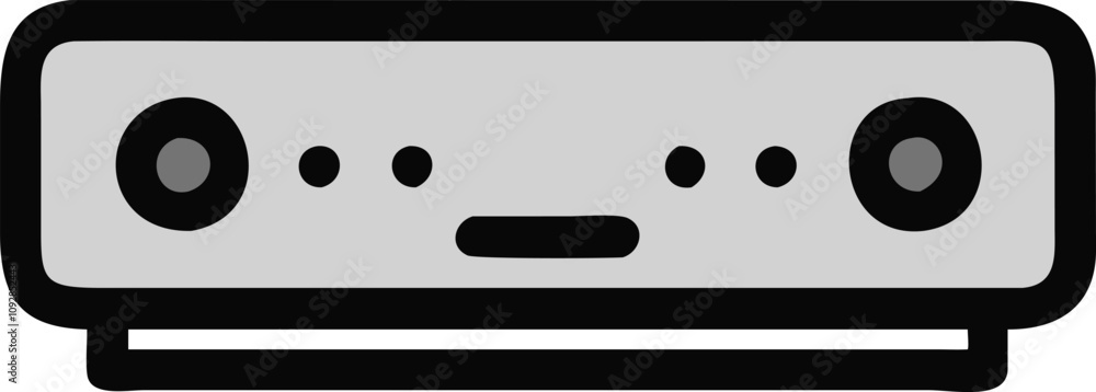 Poster minimalist icon of network router device, flat minimalist icon of a network router with ports and bu