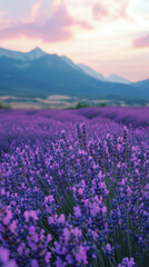 Fototapeta premium elegant beautiful natural lavender field with beautiful nature, blue hour 