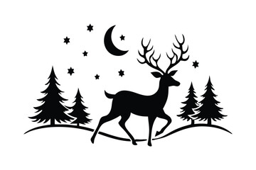 Elegant Running Deer Silhouettes Vector Design