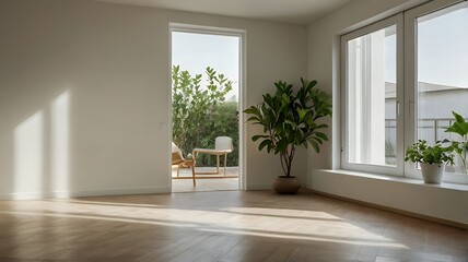 Fototapeta premium An empty modern living room 3d illustration image.