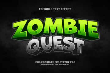Zombie Quest cartoon Editable text Effect 3D Game Style