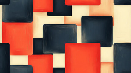 Modern squares pattern, red and black seamless constructivist design