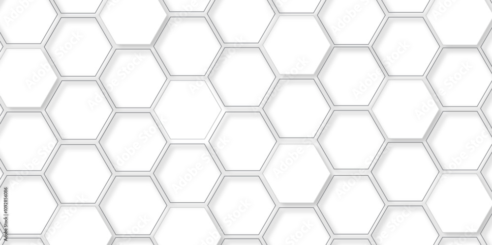 Aufkleber  Abstract hexagon background. Futuristic abstract honeycomb mosaic grey technology background. Surface polygon pattern with glowing hexagon paper texture and futuristic business. graphic concept.