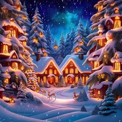 Obraz premium christmas house in the forest
