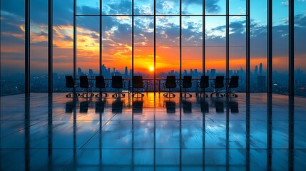 Fototapeta premium Sunset boardroom