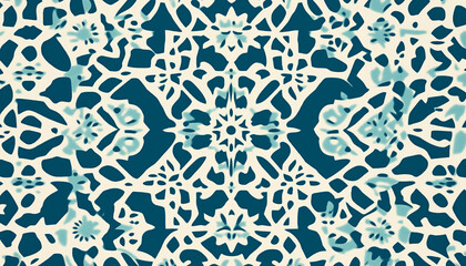 Deep Blue Islamic Geometric Pattern