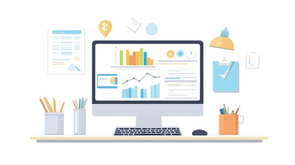 Professional Financial Quality Audit Research Work Desk Set Up