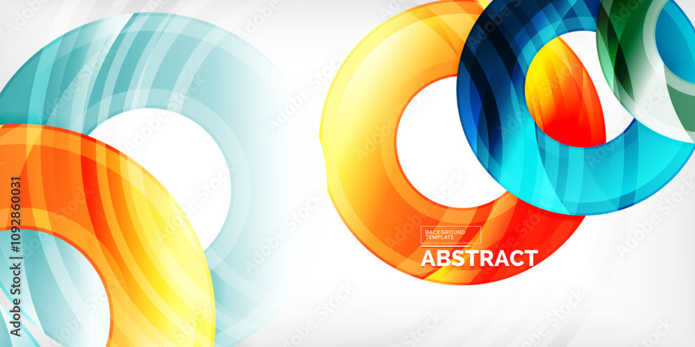 Poster Bright colorful circles with light effects. Abstract background