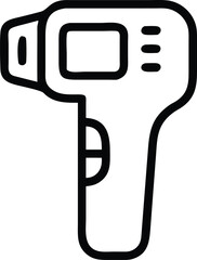Outline Vector of Infrared Thermometer Device, Black-and-white outline vector illustration of an infrared thermometer, ideal for temperature measurement, medical, and technology themes.  
