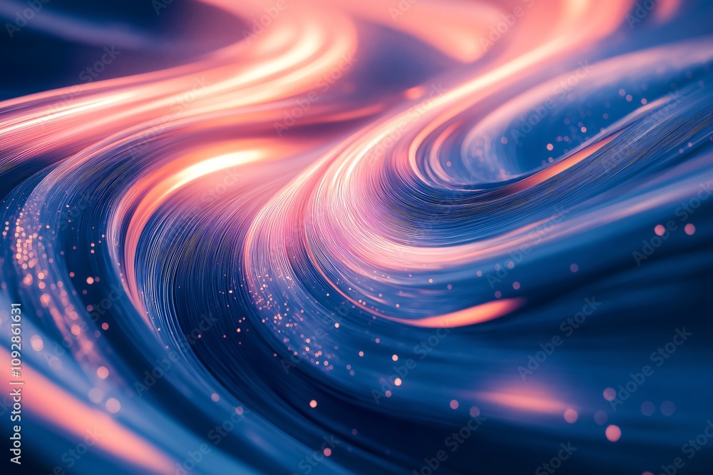 Poster abstract background showing swirling light trails forming a dynamic pattern, with a blurred effect