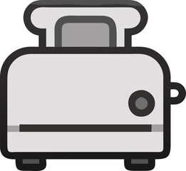 Minimalist Gray Toaster Vector with Bread, Vector illustration of a gray toaster with a slice of bread inserted, featuring a minimalist design, perfect for kitchen and appliance themes.  
