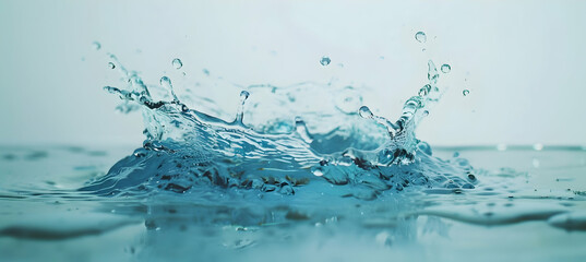 Water splash isolated on a white background, a blue water wave, clear and clean, minimalistic, stock photo, photorealistic, professional color grading
