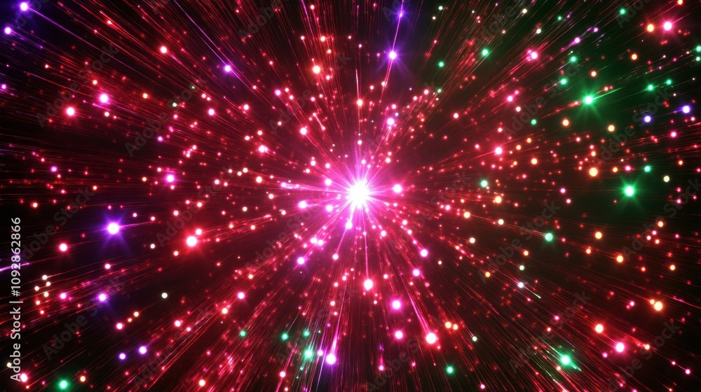 Poster a colorful explosion of light and color with a bright star in the center