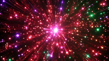 A colorful explosion of light and color with a bright star in the center