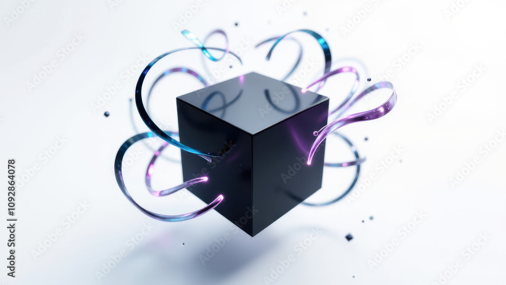 Poster a stylized representation of an artificial intelligence system with futuristic elements.