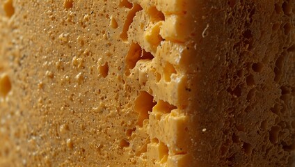 Fototapeta premium Artisan Cheese: A Close-Up of Its Golden, Textured Surface