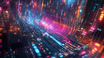 Obraz premium Digital audio mixing console in a futuristic studio illuminated by glowing red and blue lights, with complex controls and displays. Generative AI