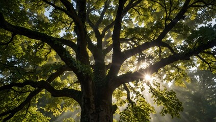 Obraz premium Embracing Serenity: The Ethereal Beauty of a Sunlit Canopy