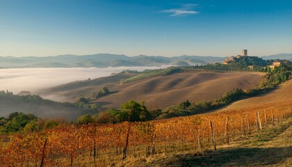 Naklejka premium Chianti hills in the morning, AI generated