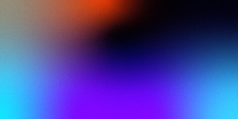 Obraz premium Blue purple grainy gradient vertical glowing abstract light wave on black noise texture background .Neon purple blue and mint green colorful gradient background Best design for your ad, poster, bann. 
