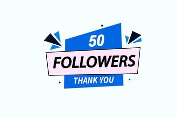 thank you 50k followers, vector, illustration, social, media, post,  subscribers, followers animation design, banner, premium, background
