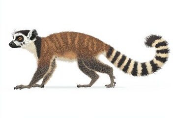 Obraz premium Illustration of a playful ring-tailed lemur