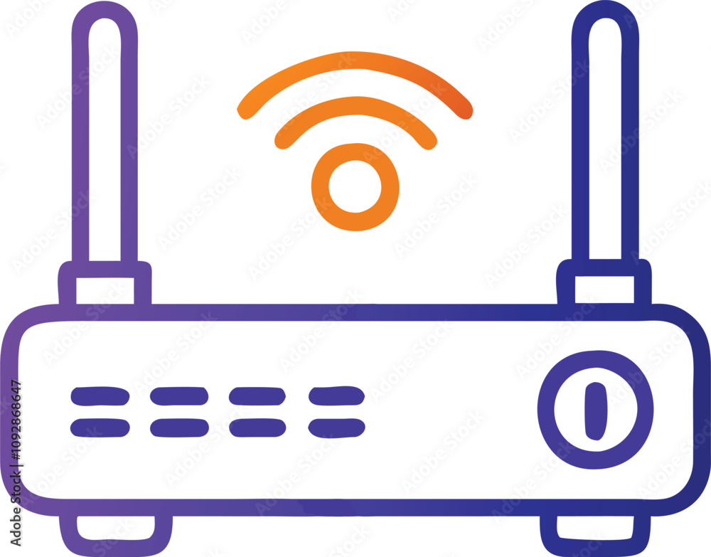 Poster gradient wi-fi router vector with signal icon, vector illustration of a wi-fi router with antennas a