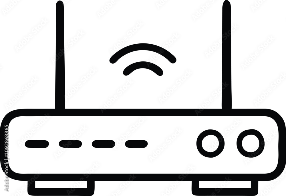 Poster wi-fi router outline vector icon, minimalistic black-and-white outline vector of a wi-fi router with