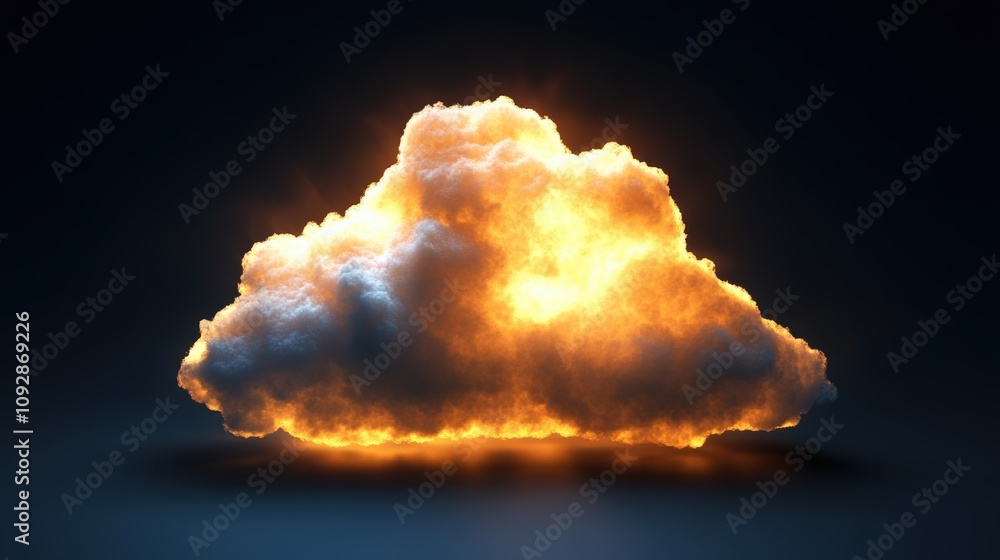 Poster glowing cloud computing scalability illustration a dramatic visualization of cloud infrastructure ex