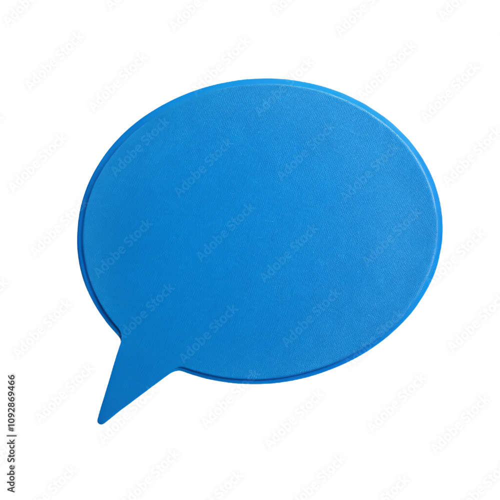 Poster a blue speech bubble with a clean outline and flat design, representing calmness and dependability i
