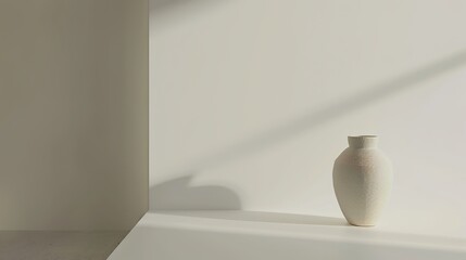 Vase on a Minimalist White Background Table - a clean and modern visual. The simple vase enhances the elegance of the minimalist white setting.