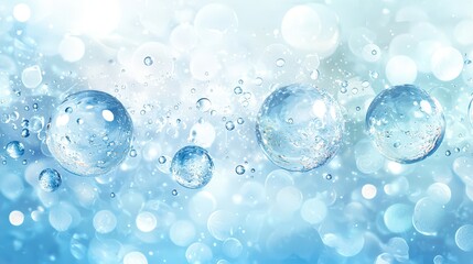 Zen-like water bubbles on a serene blue background