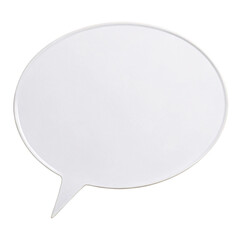 A crisp white speech bubble with a minimalist, glossy finish, symbolizing clarity and openness in communication, set against a transparent background