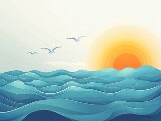 Ocean currents and temperature gradients, flat design illustration