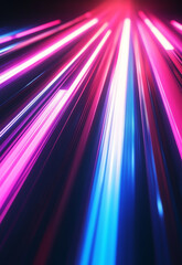Fototapeta premium 3d rendering glowing lines neon lights abstract psychedelic background ultraviolet vibrant colors Illuminating Elegance. Abstract light patterns merging white and silver hues 