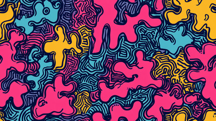 Colorful maze seamless pattern with curves