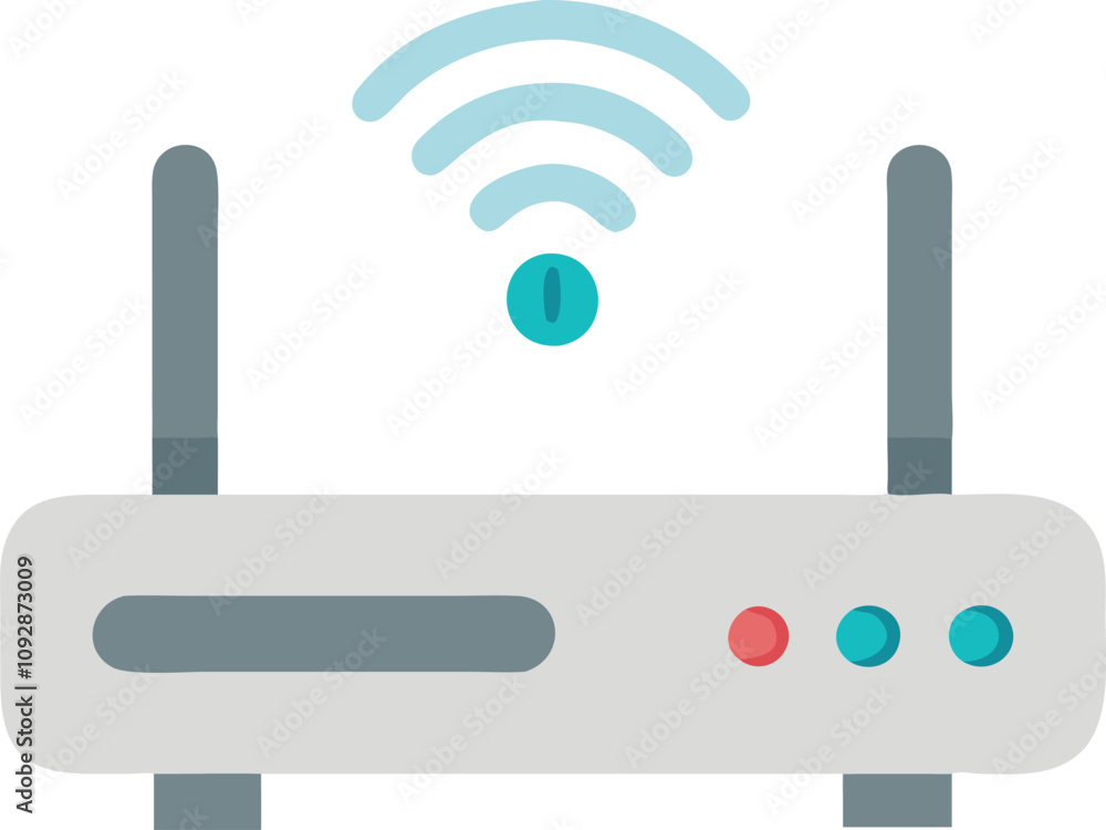 Poster minimal wireless router with signal and leds, vector illustration of a wireless router featuring dua