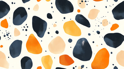 Abstract stones seamless pattern in navy and orange