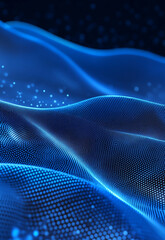 Obraz premium An abstract representation of shimmering blue waves, conveying a sense of calm and tranquility The water appears dynamic and full of energy as it moves forward 