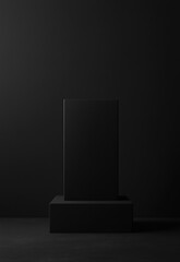 Black stone podium for product display a stylish and minimalist product mockup black podium or pedestal on a dark background featuring a cylindrical stand concept 
