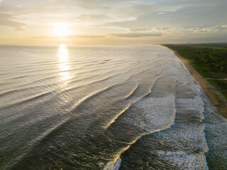 Golden sunset over pacific ocean